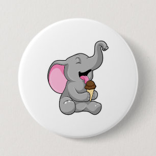 Chapa Redonda De 7 Cm Elefante con helado de chocolate