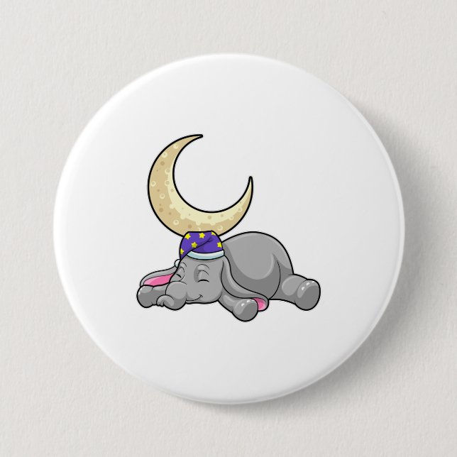 Chapa Redonda De 7 Cm Elefante con luna (Anverso)