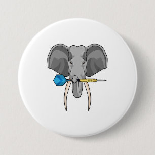 Chapa Redonda De 7 Cm Elefante en Darts con Dart