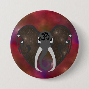 Chapa Redonda De 7 Cm Elefante escuchando al Cosmos