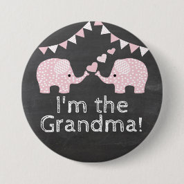 Chapa Redonda De 7 Cm Elefante gemelo Baby Shower el | de los chicas soy