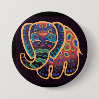 Chapa Redonda De 7 Cm Elefante indio del arte popular