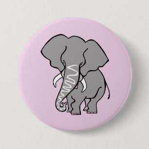 Chapa Redonda De 7 Cm ELEFANTE rosa lindo - Amante animal - Vida silvest