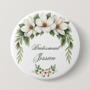 Chapa Redonda De 7 Cm Elegante árbol de pino de bodas de invierno de Mag