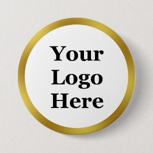 Chapa Redonda De 7 Cm Elegante blanco y falso oro tu logotipo aquí