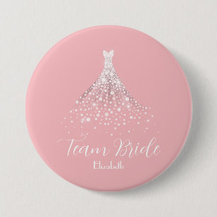 Chapa Redonda De 7 Cm Elegante Equipo Novia Diamante Vestido Rosa