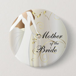 Chapa Redonda De 7 Cm Elegante fiesta de novias con acentos de oro
