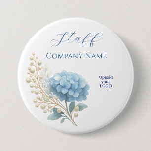 Chapa Redonda De 7 Cm Elegante Hidrangea Azul Gracias Logotipo Pegatina