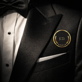 Chapa Redonda De 7 Cm Elegante negro y oro personalizado