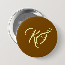 Chapa Redonda De 7 Cm Elegantes iniciales personalizadas marrones monogr