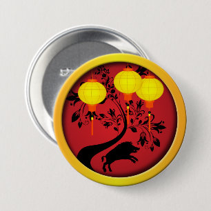 Chapa Redonda De 7 Cm Elegantes linternas de oro de cerdo de Año Nuevo c