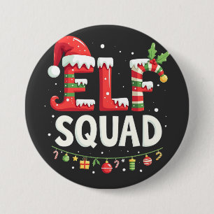 Chapa Redonda De 7 Cm Elf Squad Funny Matanza Navidades