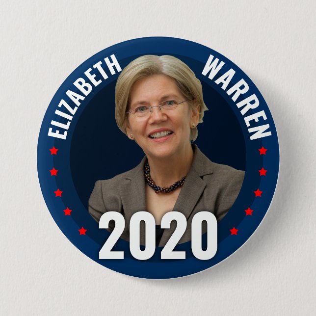 Chapa Redonda De 7 Cm Elizabeth Warren para presidente 2020 (Anverso)