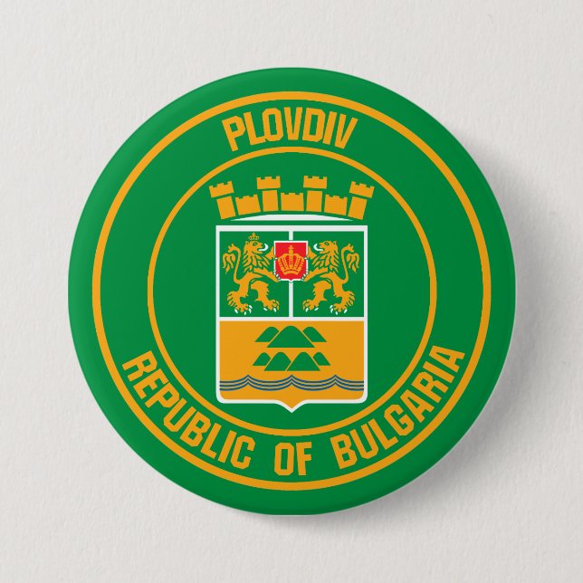 Chapa Redonda De 7 Cm Emblem redondo de Plovdiv (Anverso)