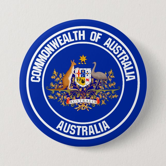 Chapa Redonda De 7 Cm Emblema de Australia redonda (Anverso)