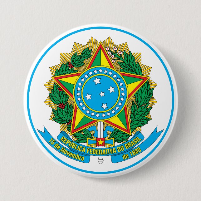 Chapa Redonda De 7 Cm emblema de brasil (Anverso)