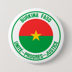 Chapa Redonda De 7 Cm Emblema de Burkina Faso redonda