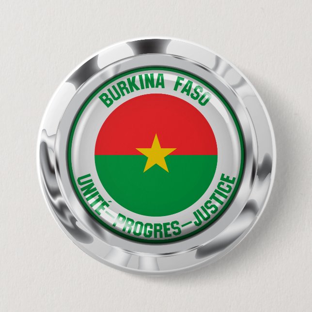 Chapa Redonda De 7 Cm Emblema de Burkina Faso redonda (Anverso)
