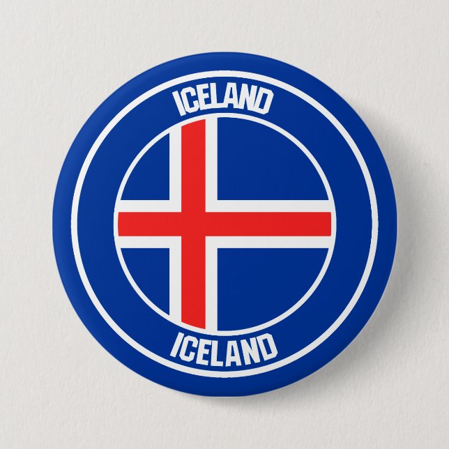 Chapa Redonda De 7 Cm Emblema de Islandia redonda (Anverso)