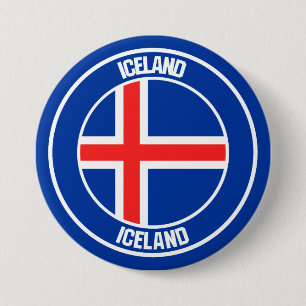 Chapa Redonda De 7 Cm Emblema de Islandia redonda