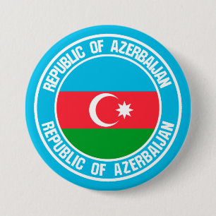 Chapa Redonda De 7 Cm Emblema de la Ronda de Azerbaiyán