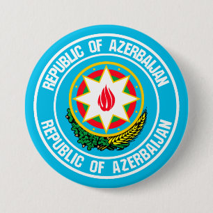Chapa Redonda De 7 Cm Emblema de la Ronda de Azerbaiyán