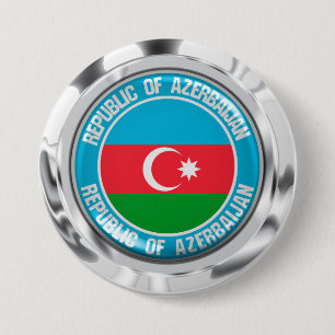 Chapa Redonda De 7 Cm Emblema de la Ronda de Azerbaiyán