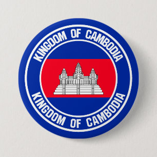Chapa Redonda De 7 Cm Emblema de la Ronda de Camboya