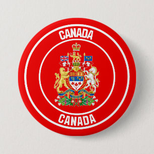 Chapa Redonda De 7 Cm Emblema de la Ronda de Canadá