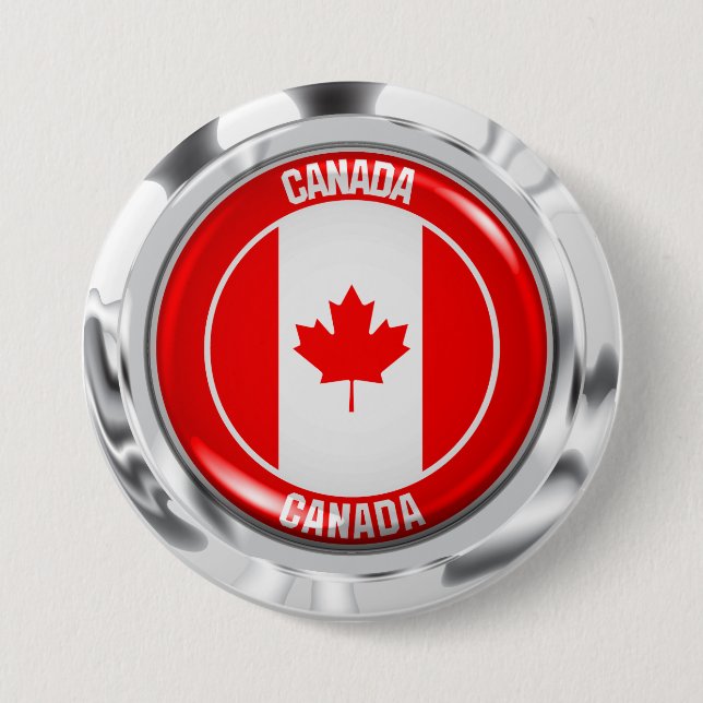 Chapa Redonda De 7 Cm Emblema de la Ronda de Canadá (Anverso)