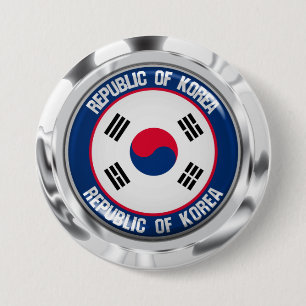 Chapa Redonda De 7 Cm Emblema de la Ronda de Corea del Sur