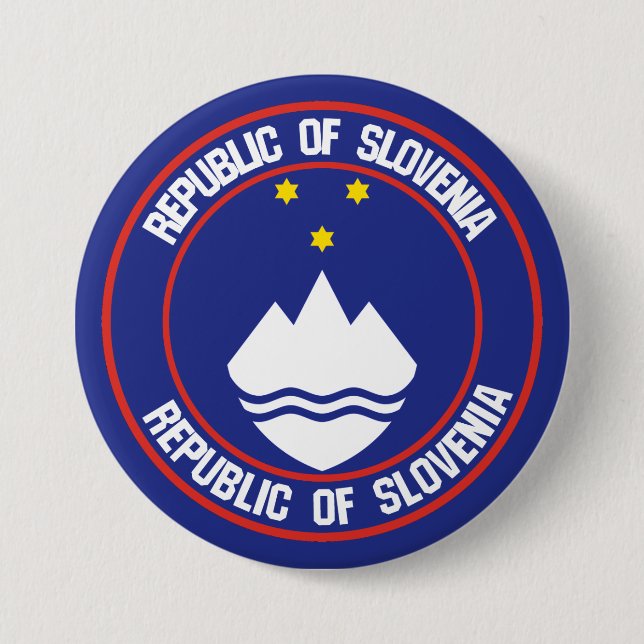 Chapa Redonda De 7 Cm Emblema de la Ronda de Eslovenia (Anverso)