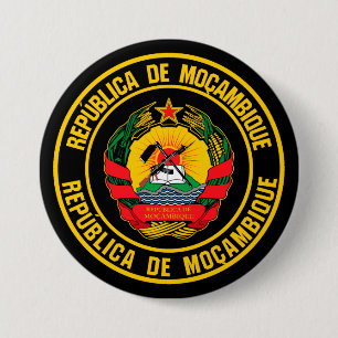 Chapa Redonda De 7 Cm Emblema de la Ronda de Mozambique