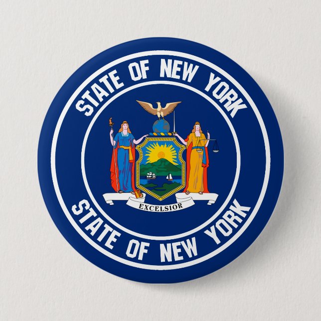 Chapa Redonda De 7 Cm Emblema de la Ronda de Nueva York (Anverso)