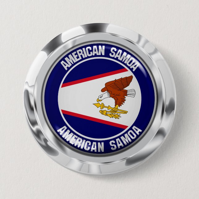 Chapa Redonda De 7 Cm Emblema de la Ronda de Samoa Americana (Anverso)
