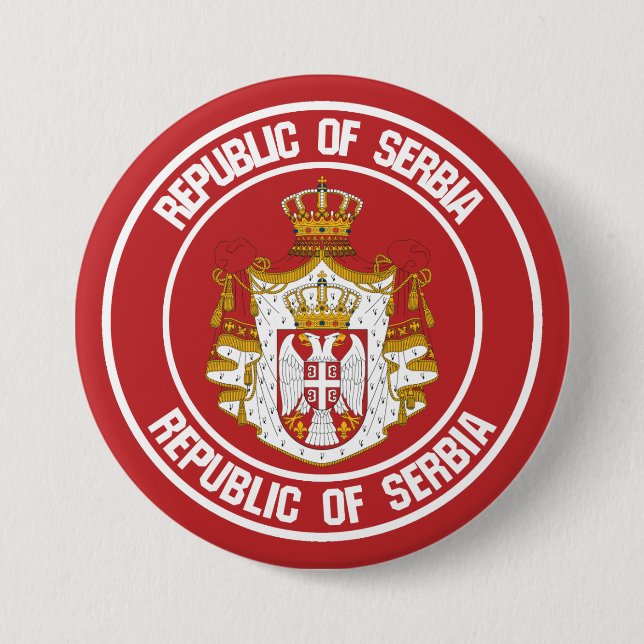 Chapa Redonda De 7 Cm Emblema de la Ronda Serbia (Anverso)