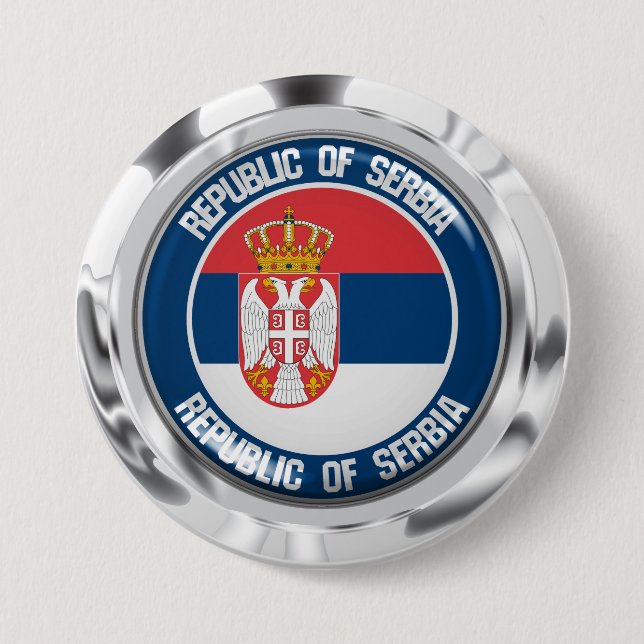 Chapa Redonda De 7 Cm Emblema de la Ronda Serbia (Anverso)