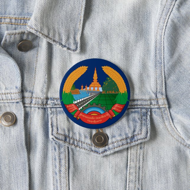 Chapa Redonda De 7 Cm emblema de laos (In situ)