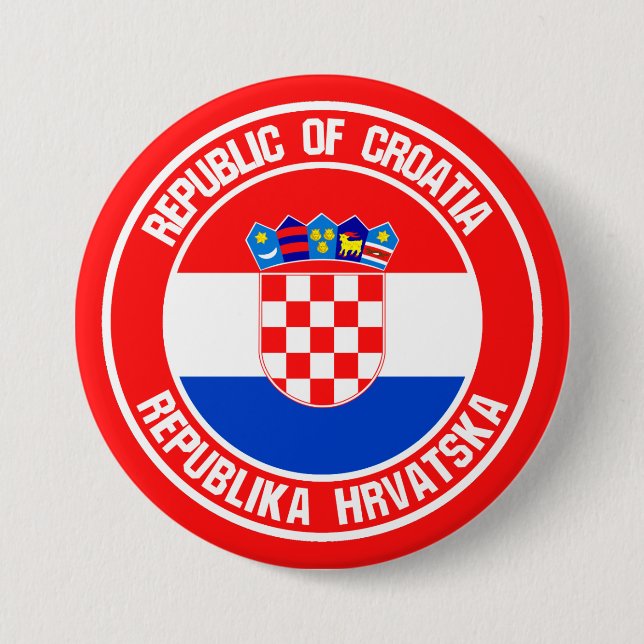 Chapa Redonda De 7 Cm Emblema de Ronda de Croacia (Anverso)
