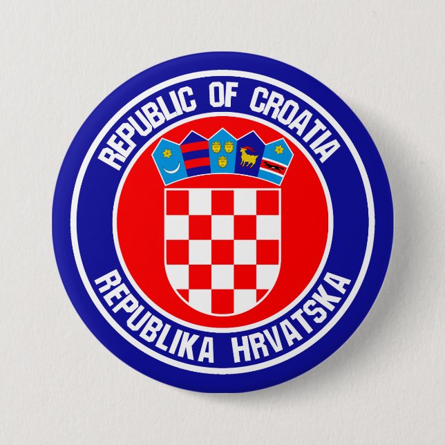 Chapa Redonda De 7 Cm Emblema de Ronda de Croacia (Anverso)