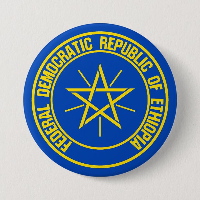 Chapa Redonda De 7 Cm Emblema de Ronda de Etiopía (Anverso)