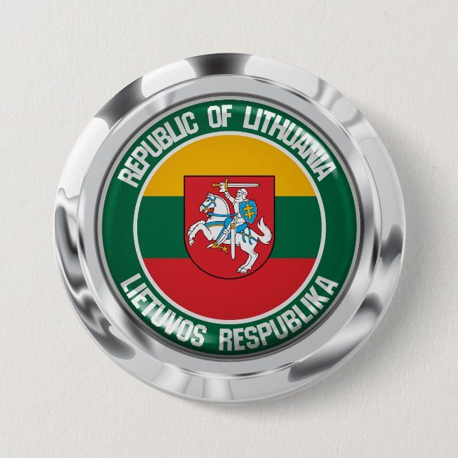 Chapa Redonda De 7 Cm Emblema de Ronda de Lituania (Anverso)