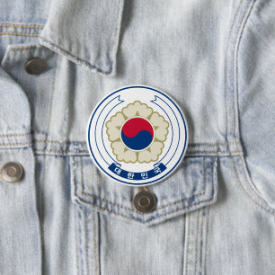 Chapa Redonda De 7 Cm emblema del sur de corea