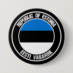 Chapa Redonda De 7 Cm Emblema redondeado de Estonia