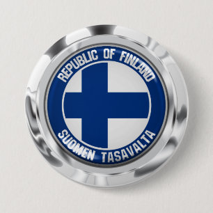 Chapa Redonda De 7 Cm Emblema redondeado de Finlandia