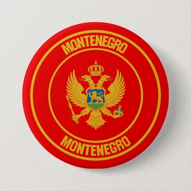 Chapa Redonda De 7 Cm Emblema redondeado de Montenegro (Anverso)