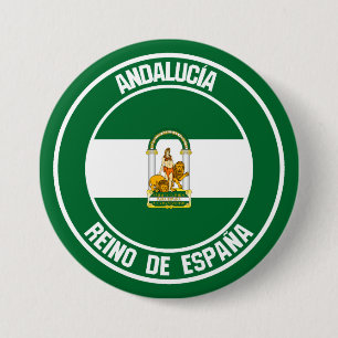 Chapa Redonda De 7 Cm Emblema redondo de Andalucía