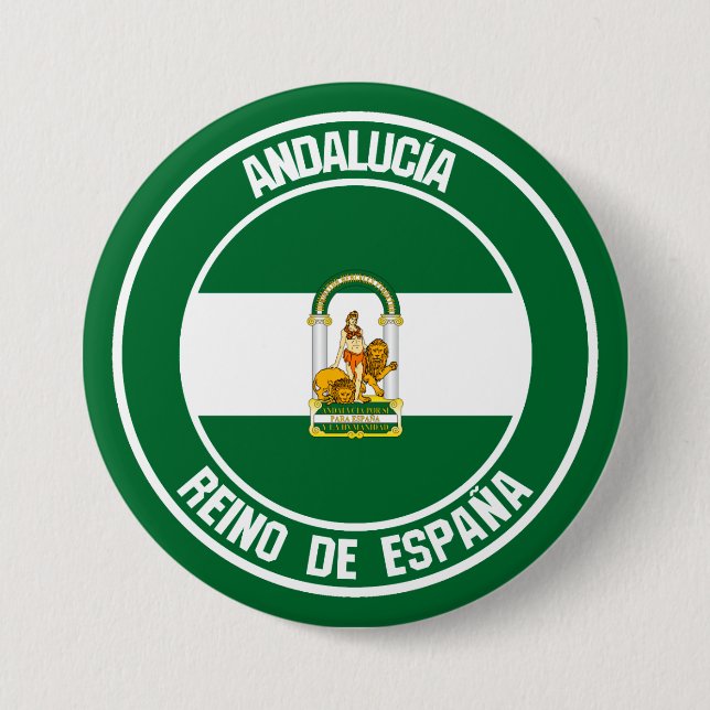 Chapa Redonda De 7 Cm Emblema redondo de Andalucía (Anverso)