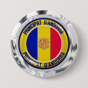Chapa Redonda De 7 Cm Emblema Redondo de Andorra