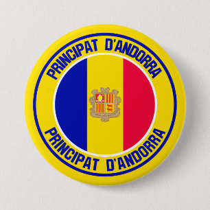 Chapa Redonda De 7 Cm Emblema Redondo de Andorra